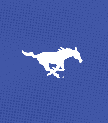 Blue background with horse logo